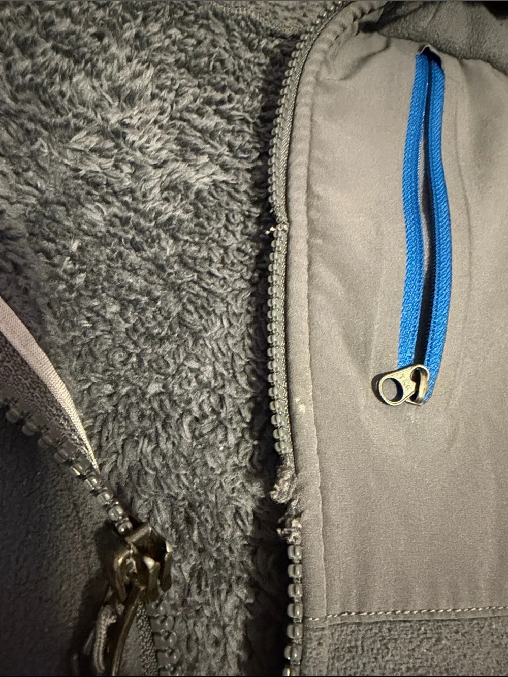The North Face Men's Gray Fleece Jacket with Blue Accents-XL